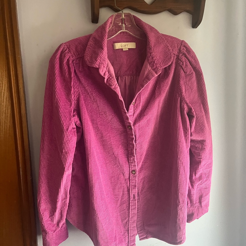 LOFT Fuchsia Corduroy Shirt